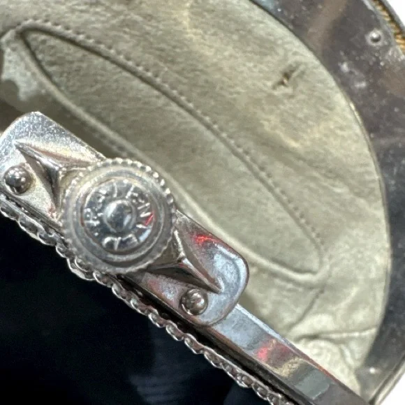 Vintage Victorian Style Silver Tone Mounted Black Velvet Bag with Belt Clip - Picture 11 of 14